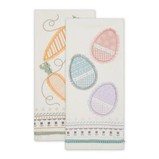 carrot and eggs embellished dishtowels-assorted