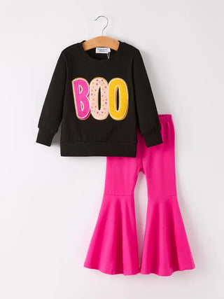 fall, halloween, & thanksgiving "boo: chenille patches long sleeve set