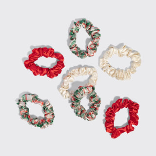 holiday ruched satin scrunchies - assorted