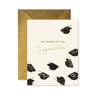 flying hats graduation greeting card