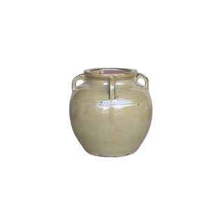 small chevalier cream glazed vase with handles