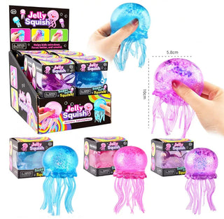 glitter jellyfish slow rising stress relief squeeze toy - assorted