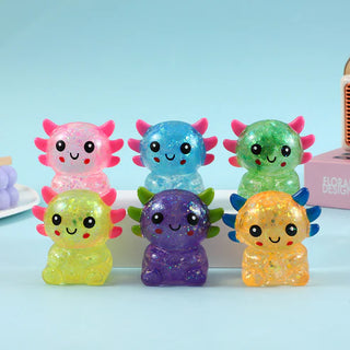 cartoon sequin axolotl stress squeeze toy - assorted