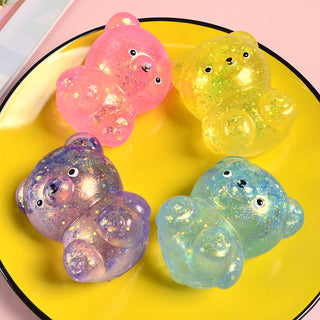 cartoon sequin bear squishy slow rising toy - assorted