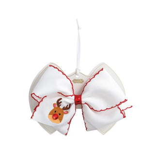 reindeer embroidered bow