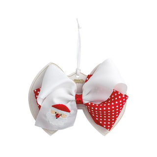 santa embroidered bow