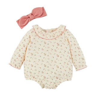 ditsy deer baby romper and headband set