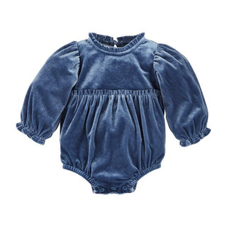 blue velvet baby romper