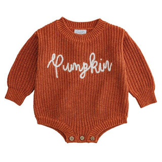 pumpkin chain stitch baby sweater bubble
