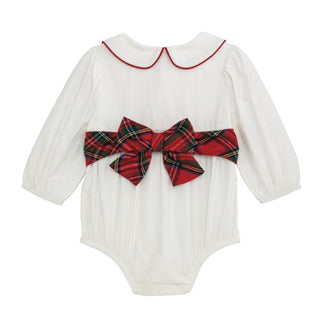 white tartan bow baby bubble