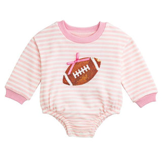 sequin football baby stripe sweatshirt bubble