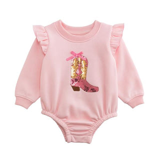 sequin boot sweatshirt bubble