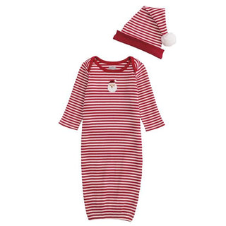 stripe santa baby sleeper gown set