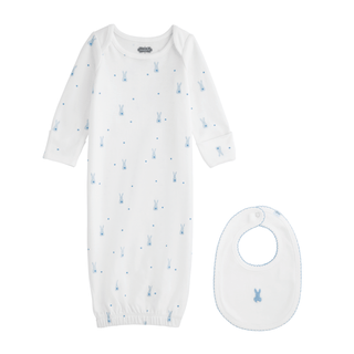blue bunny gown and bib set