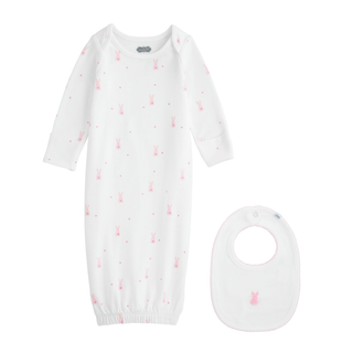 pink bunny gown and bib set