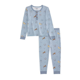 blue horseshoe print pjs