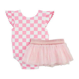 girls reversible swimsuit and tutu set