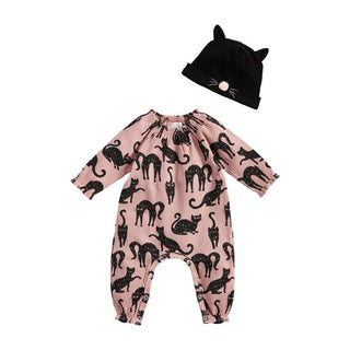 pink cat baby bodysuit and hat
