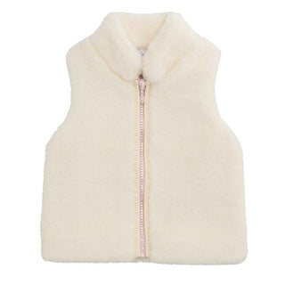 girl ivory fur zip vest