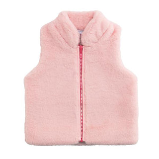 girl pink fur zip vests