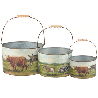 farm friends tin buckets- assorted