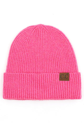 cc soft recycled fine yarn cuff beanie - assorted