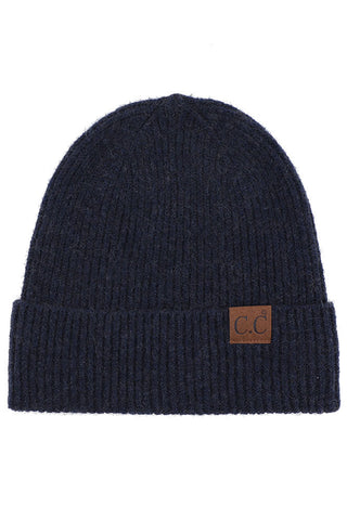 cc soft recycled fine yarn cuff beanie - assorted