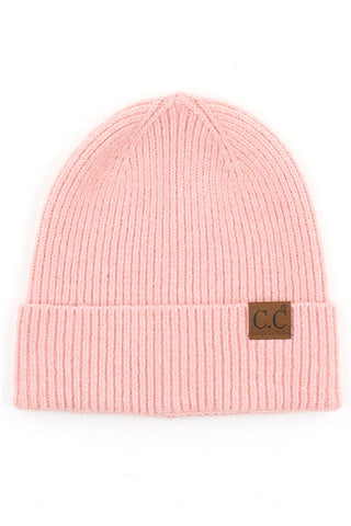 cc soft recycled fine yarn cuff beanie - assorted