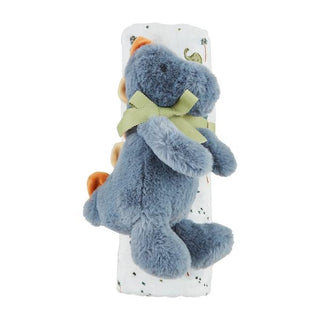 dino swaddle and rattle set