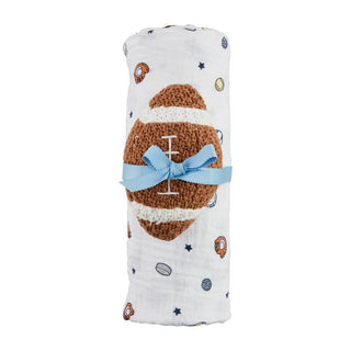 sports swaddle and rattle set