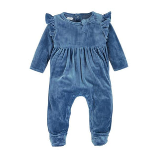 blue velour baby sleeper