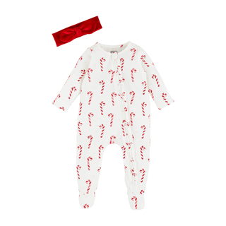 candy cane baby sleeper and headband set
