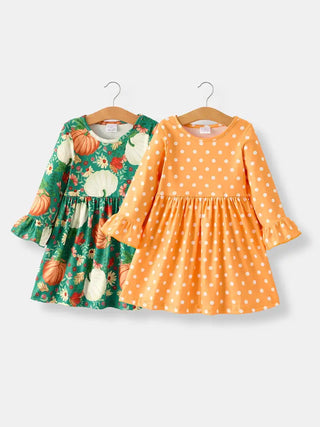 thanksgiving day fall girls dress - assorted