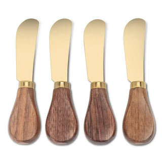 walnut handled pate spreader - gold