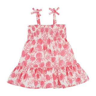 smocked block print toddler dress
