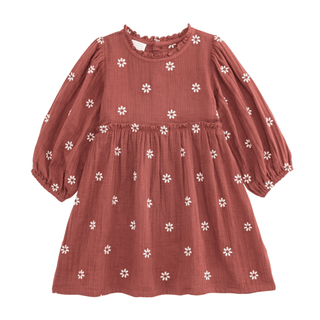 embroidered guaze daisy toddler dress