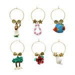 summer & ocean inspired wine charms, set of 6
