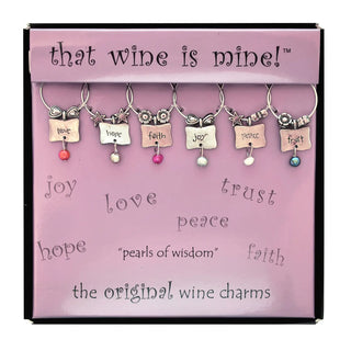 wisdon wine charms, set of 6