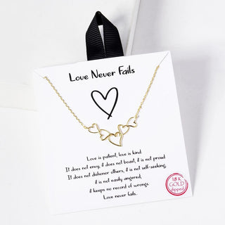 linked hollow hearts pendant necklace