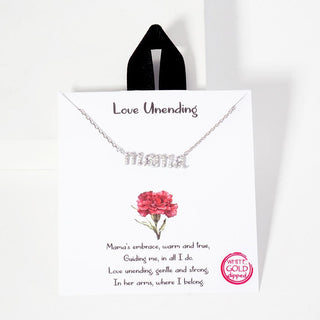 'mama' pendant necklace with cubic zirconia