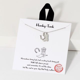 cowboy boot & horseshoe pendant necklace