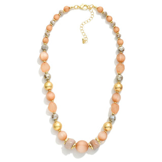 stone and faceted bead necklace with metal tone accents - assorted