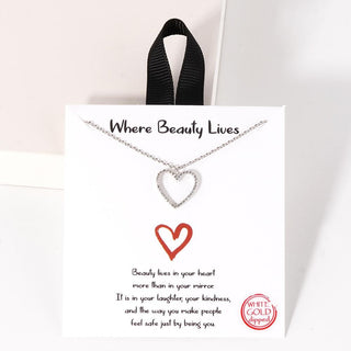 cubic zirconia heart necklace with adjustable chain - assorted