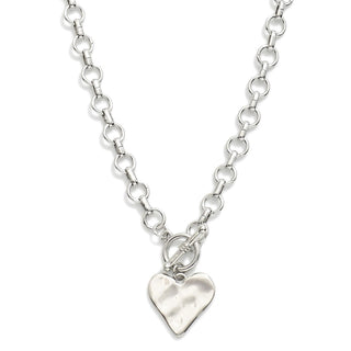 circle chain link necklace with heart pendant & toggle clasp - assorted