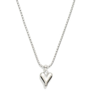 stainless steel puffy heart box chain necklace