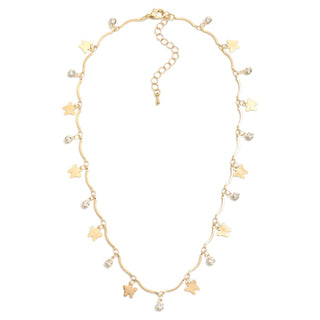 rhinestone & butterfly charm necklace