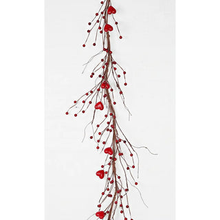 4.5 ft garland - red hearts and berries