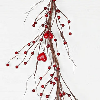4.5 ft garland - red hearts and berries