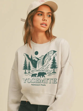 yosemite with bears cropped sweatshirt