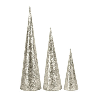 solid metal tree with glass mosaic silver plated - set of 3